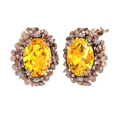 Sitrin ve swarovski 18 ayar rose altın küpe