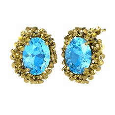 Belka Demet Küpe - Akuamarin ve peridot 14 ayar altın küpe #14qwapp