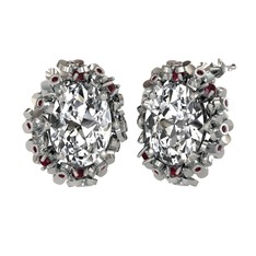 Belka Demet Küpe - Swarovski ve kök yakut 925 ayar gümüş küpe #1598s6m