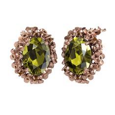 Belka Demet Küpe - Peridot ve dumanlı kuvars 18 ayar rose altın küpe #16wvgnt