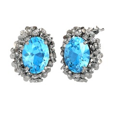 Belka Demet Küpe - Akuamarin ve swarovski 925 ayar gümüş küpe #1d9z4cj