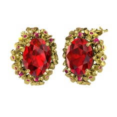 Belka Demet Küpe - Garnet ve rodolit garnet 18 ayar altın küpe #1du4n02