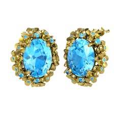 Belka Demet Küpe - Akuamarin 925 ayar altın kaplama gümüş küpe #1dwofes