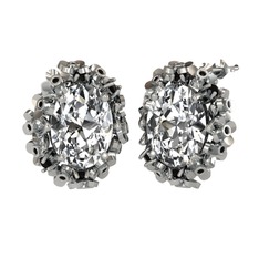 Belka Demet Küpe - Swarovski ve siyah zirkon 14 ayar beyaz altın küpe #1eqjvdi
