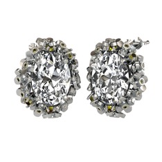 Swarovski ve peridot 14 ayar beyaz altın küpe