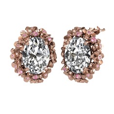 Belka Demet Küpe - Swarovski ve pembe kuvars 8 ayar rose altın küpe #1g6wox