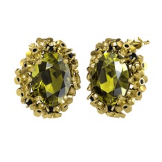 Belka Demet Küpe - Peridot ve siyah zirkon 8 ayar altın küpe #1gupbbf