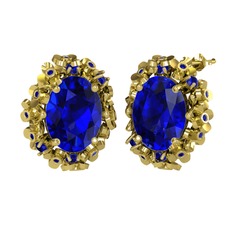 Lab safir 18 ayar altın küpe