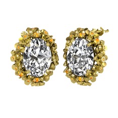 Swarovski ve sitrin 18 ayar altın küpe