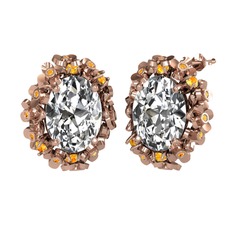 Belka Demet Küpe - Swarovski ve sitrin 8 ayar rose altın küpe #1imqjye