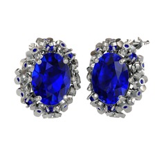 Belka Demet Küpe - Lab safir 8 ayar beyaz altın küpe #1lnn8rw