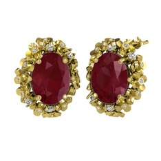 Belka Demet Küpe - Kök yakut ve swarovski 8 ayar altın küpe #1nrzvrz