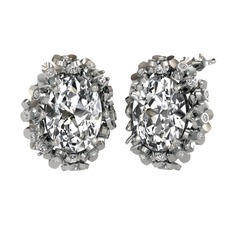 Belka Demet Küpe - Beyaz zirkon ve swarovski 14 ayar beyaz altın küpe #1opppmv