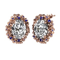 Belka Demet Küpe - Swarovski ve lab safir 925 ayar rose altın kaplama gümüş küpe #1ox4x14
