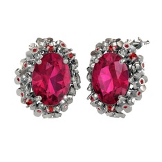 Belka Demet Küpe - Rodolit garnet ve garnet 8 ayar beyaz altın küpe #1ule93s