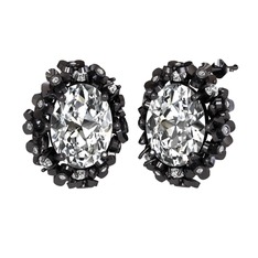 Swarovski 925 ayar siyah rodyum kaplama gümüş küpe