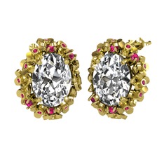 Belka Demet Küpe - Swarovski ve rodolit garnet 925 ayar altın kaplama gümüş küpe #1wt7nzn