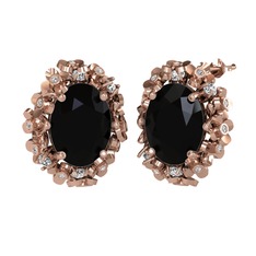 Belka Demet Küpe - Siyah zirkon ve swarovski 925 ayar rose altın kaplama gümüş küpe #2amyv0