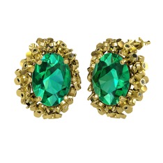 Yeşil kuvars ve peridot 18 ayar altın küpe