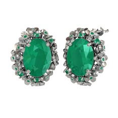 Belka Demet Küpe - Kök zümrüt 14 ayar beyaz altın küpe #4keqe4