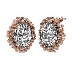 Belka Demet Küpe - Swarovski ve pırlanta 925 ayar rose altın kaplama gümüş küpe (0.36 karat) #858ryw