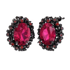 Belka Demet Küpe - Rodolit garnet ve garnet 925 ayar siyah rodyum kaplama gümüş küpe #8c5qyc