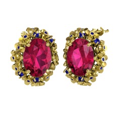 Belka Demet Küpe - Rodolit garnet ve lab safir 14 ayar altın küpe #a40bb2