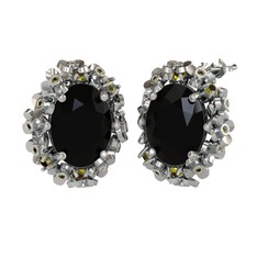 Belka Demet Küpe - Siyah zirkon ve peridot 8 ayar beyaz altın küpe #ai88c0