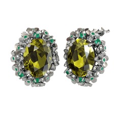 Belka Demet Küpe - Peridot ve kök zümrüt 925 ayar gümüş küpe #bp4j73