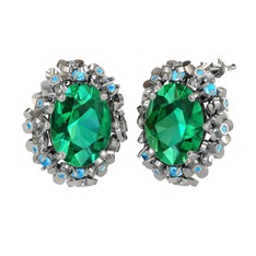 Belka Demet Küpe - Yeşil kuvars ve akuamarin 925 ayar gümüş küpe #ce8gwh