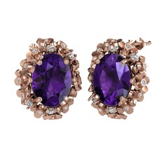 Belka Demet Küpe - Ametist ve swarovski 14 ayar rose altın küpe #ifjijk