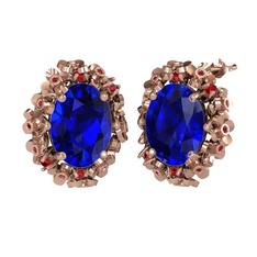 Lab safir ve garnet 14 ayar rose altın küpe