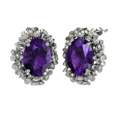 Belka Demet Küpe - Ametist ve swarovski 8 ayar beyaz altın küpe #j585o9