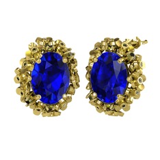 Lab safir ve peridot 925 ayar altın kaplama gümüş küpe