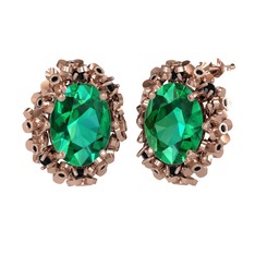 Belka Demet Küpe - Yeşil kuvars ve siyah zirkon 925 ayar rose altın kaplama gümüş küpe #m7xxn0