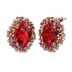 Belka Demet Küpe - Garnet ve rodolit garnet 18 ayar rose altın küpe #ncir91