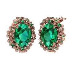 Belka Demet Küpe - Yeşil kuvars 18 ayar rose altın küpe #q2dzc0