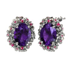 Belka Demet Küpe - Ametist ve rodolit garnet 14 ayar beyaz altın küpe #qfyv7d