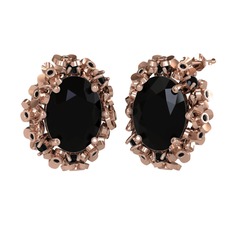 Siyah zirkon 18 ayar rose altın küpe