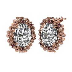 Belka Demet Küpe - Swarovski ve kök yakut 14 ayar rose altın küpe #rso0s7