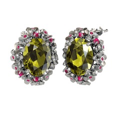 Belka Demet Küpe - Peridot ve rodolit garnet 925 ayar gümüş küpe #v1du4r