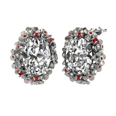 Belka Demet Küpe - Swarovski ve garnet 18 ayar beyaz altın küpe #vikzwj