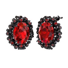 Belka Demet Küpe - Garnet 925 ayar siyah rodyum kaplama gümüş küpe #wzv616