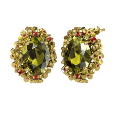 Belka Demet Küpe - Peridot ve garnet 14 ayar altın küpe #x9wquk