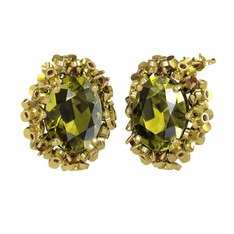 Belka Demet Küpe - Peridot ve dumanlı kuvars 18 ayar altın küpe #yp9hr2