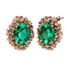 Belka Demet Küpe - Yeşil kuvars ve sitrin 18 ayar rose altın küpe #z287ar