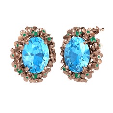 Belka Demet Küpe - Akuamarin ve kök zümrüt 14 ayar rose altın küpe #zr3j8d