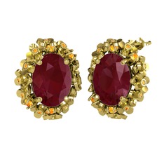 Belka Demet Küpe - Kök yakut ve sitrin 925 ayar altın kaplama gümüş küpe #zzjg4l