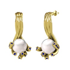 Inci ve lab safir 925 ayar altın kaplama gümüş küpe