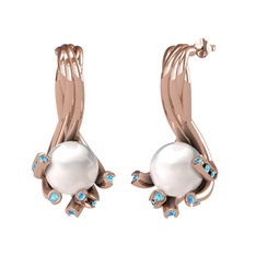 Valda İnci Küpe - Inci ve akuamarin 925 ayar rose altın kaplama gümüş küpe #cf2f7v